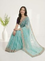 Elegant Chiffon Saree for Women  Floral Embroidery, Multicolor Thread Work & Designer Pallu - Image 4