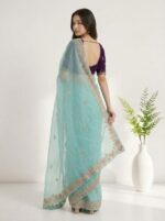 Elegant Chiffon Saree for Women  Floral Embroidery, Multicolor Thread Work & Designer Pallu - Image 3