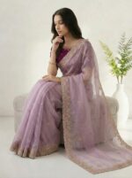 Elegant Chiffon Saree for Women  Floral Embroidery, Multicolor Thread Work & Designer Pallu - Image 3