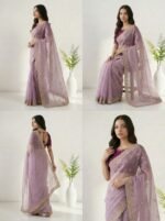 Elegant Chiffon Saree for Women  Floral Embroidery, Multicolor Thread Work & Designer Pallu - Image 4