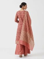 Elegant Cotton Unstitched 3 Piece Suit with Floral Buti Printed Kurta, Beautiful Printed Dupatta with Decorative Border & Matching Salwar Fabric - Image 3