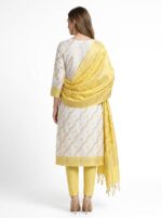 Cotton Unstitched 3 Piece Suit Set for Women with Elegant Floral & Wave Print Kurta, Beautiful Printed Dupatta with Decorative Border & Matching Salwar Fabric - Image 3