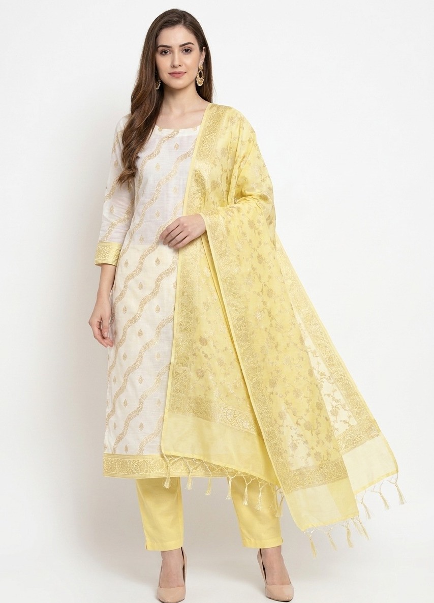 WhatsApp Image 2026-07-18 at 4.03.22 PM Cotton Unstitched 3 Piece Suit Set for Women with Elegant Floral & Wave Print Kurta, Beautiful Printed Dupatta with Decorative Border & Matching Salwar Fabric - Image 1