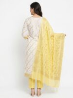 Cotton Unstitched 3 Piece Suit Set for Women with Elegant Floral & Wave Print Kurta, Beautiful Printed Dupatta with Decorative Border & Matching Salwar Fabric - Image 2
