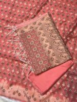 Elegant Cotton Unstitched 3 Piece Suit with Floral Buti Printed Kurta, Beautiful Printed Dupatta with Decorative Border & Matching Salwar Fabric - Image 5